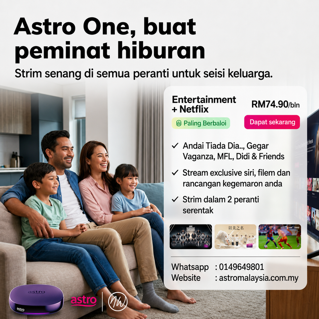 Best Value Astro Package: Entertainment Pack + Netflix only in RM74.90