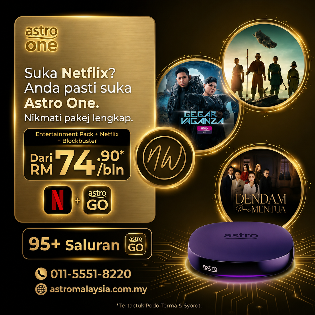 Best Astro Package Deals: Entertainment Pack + Netflix for RM74.90